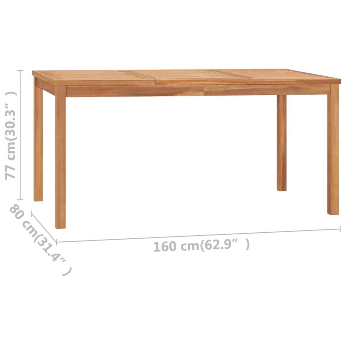VIDAXL Table a dîner de jardin 160x80x77 cm Bois de teck solide