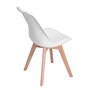 Lot de 4 chaises scandinave blanches plastique bois siège en polypropylène, pieds en bois hêtre