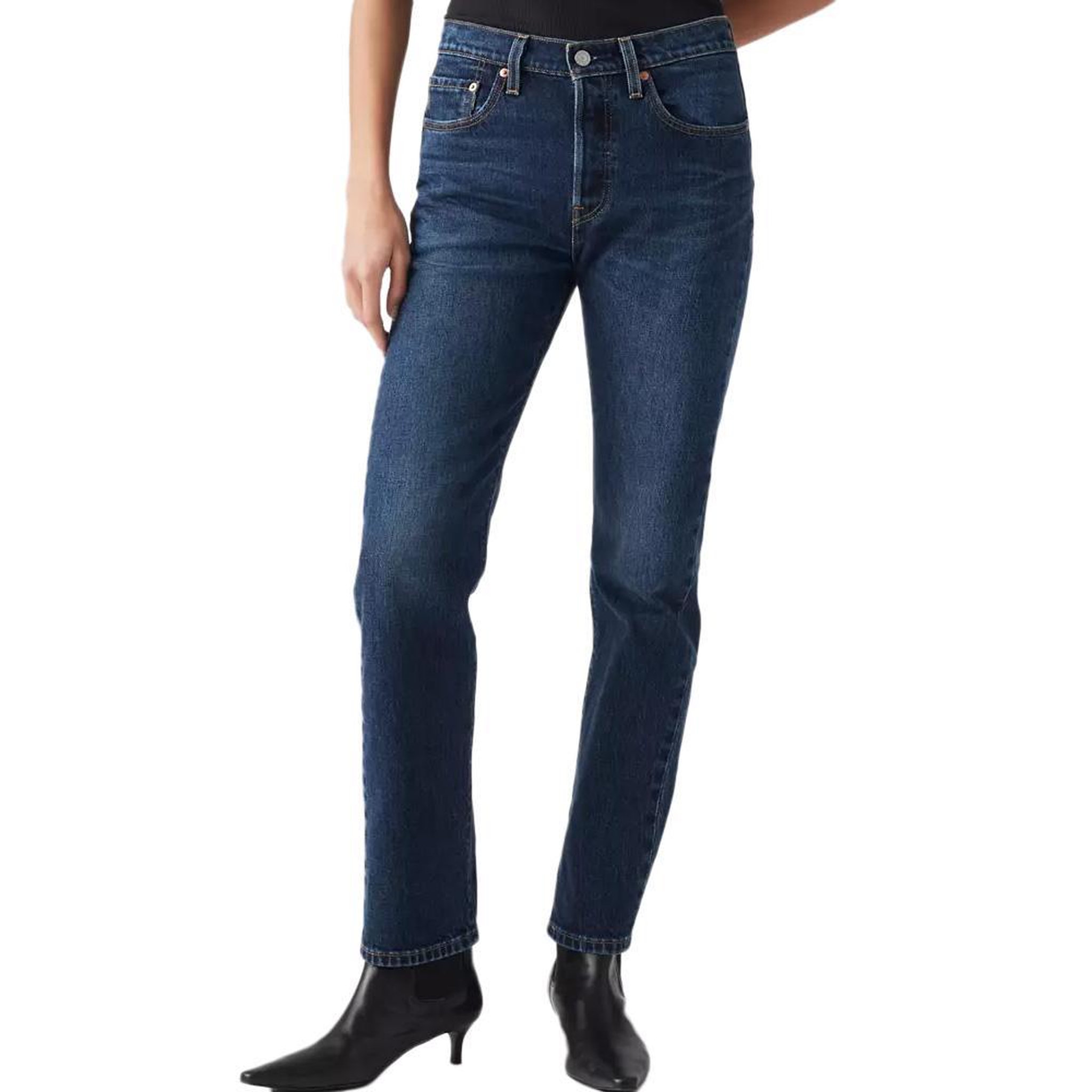 Voir la diapositive 2 : Levi's Jean 501 bleu brut femme levi's med indigo 12501