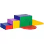 HOMCOM 7 blocs de construction en mousse XXL - modules de motricité - jouets éducatifs - certifiés normes EN71-1-2-3 - mousse EPE revêtement PU multicolore