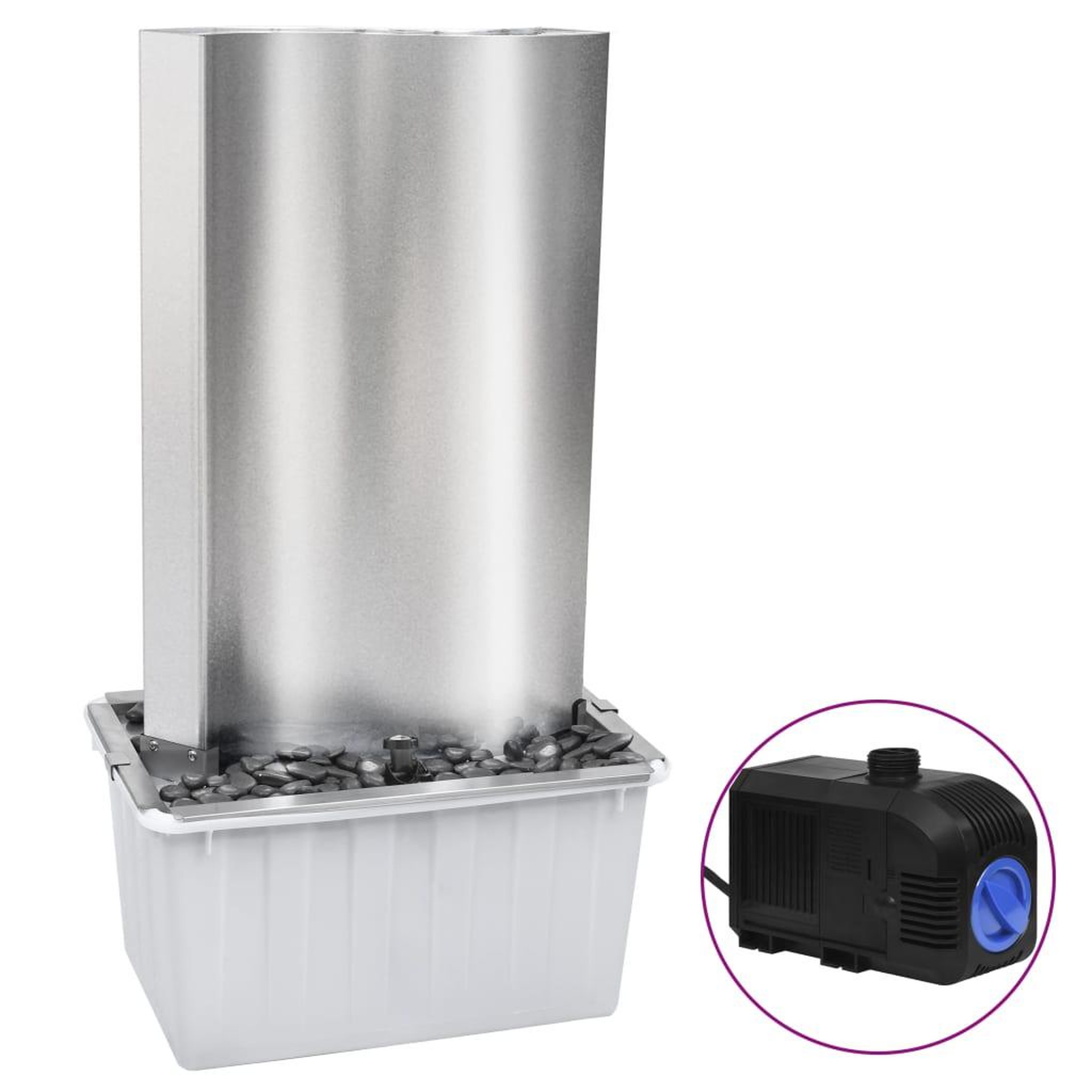 Voir la diapositive 2 : VIDAXL Fontaine de jardin argente 60,2x37x122,1 cm acier inoxydable