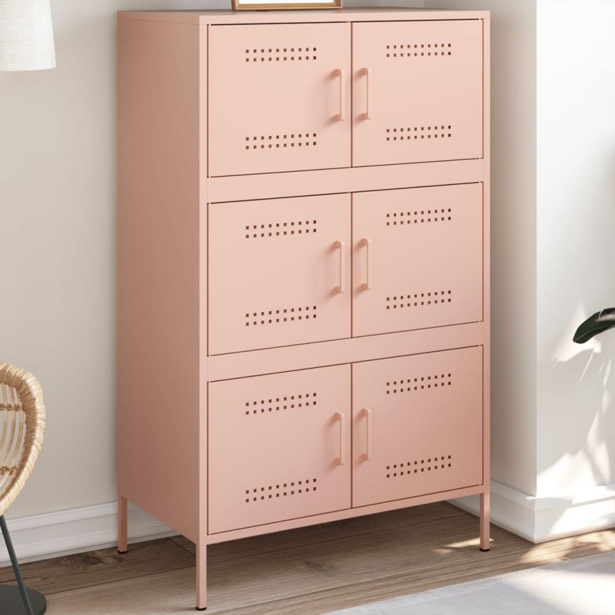 VIDAXL Buffet haut rose 68x39x113 cm acier