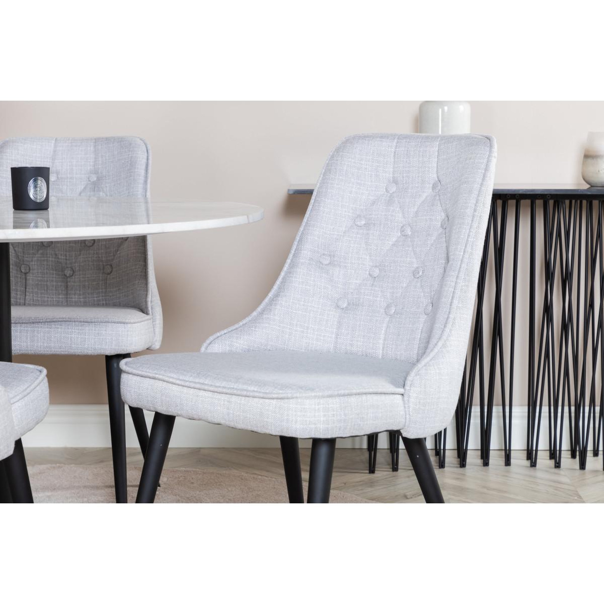 Voir la diapositive 5 : Paris Prix Ensemble table à manger & 4 chaises  estelle i & deluxe  106cm blanc & gris