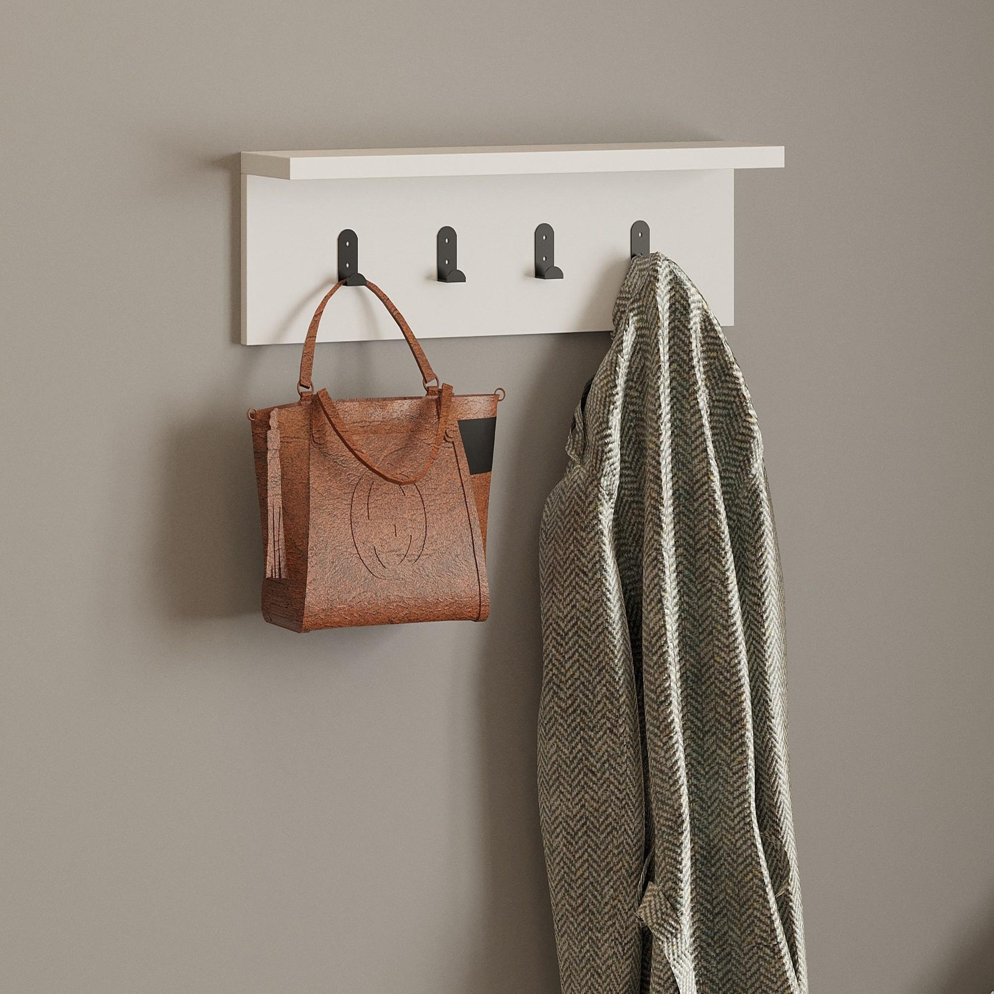 Voir la diapositive 2 : Habitat et Jardin Étagère murale en bois  ayla  - 60 x 16 x 14 cm - blanc
