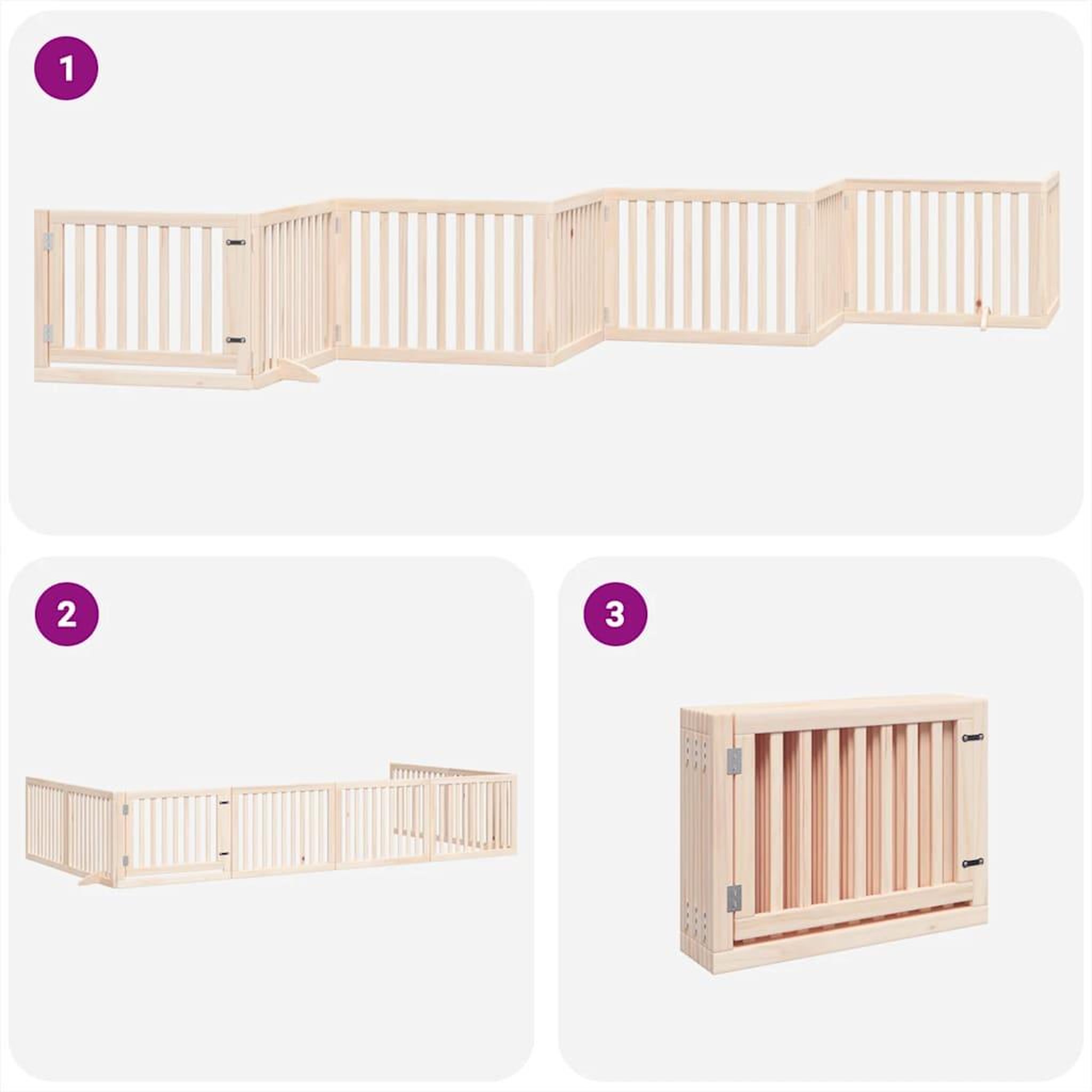 Voir la diapositive 5 : VIDAXL Barriere pour chien porte pliable 8 panneaux bois de peuplier