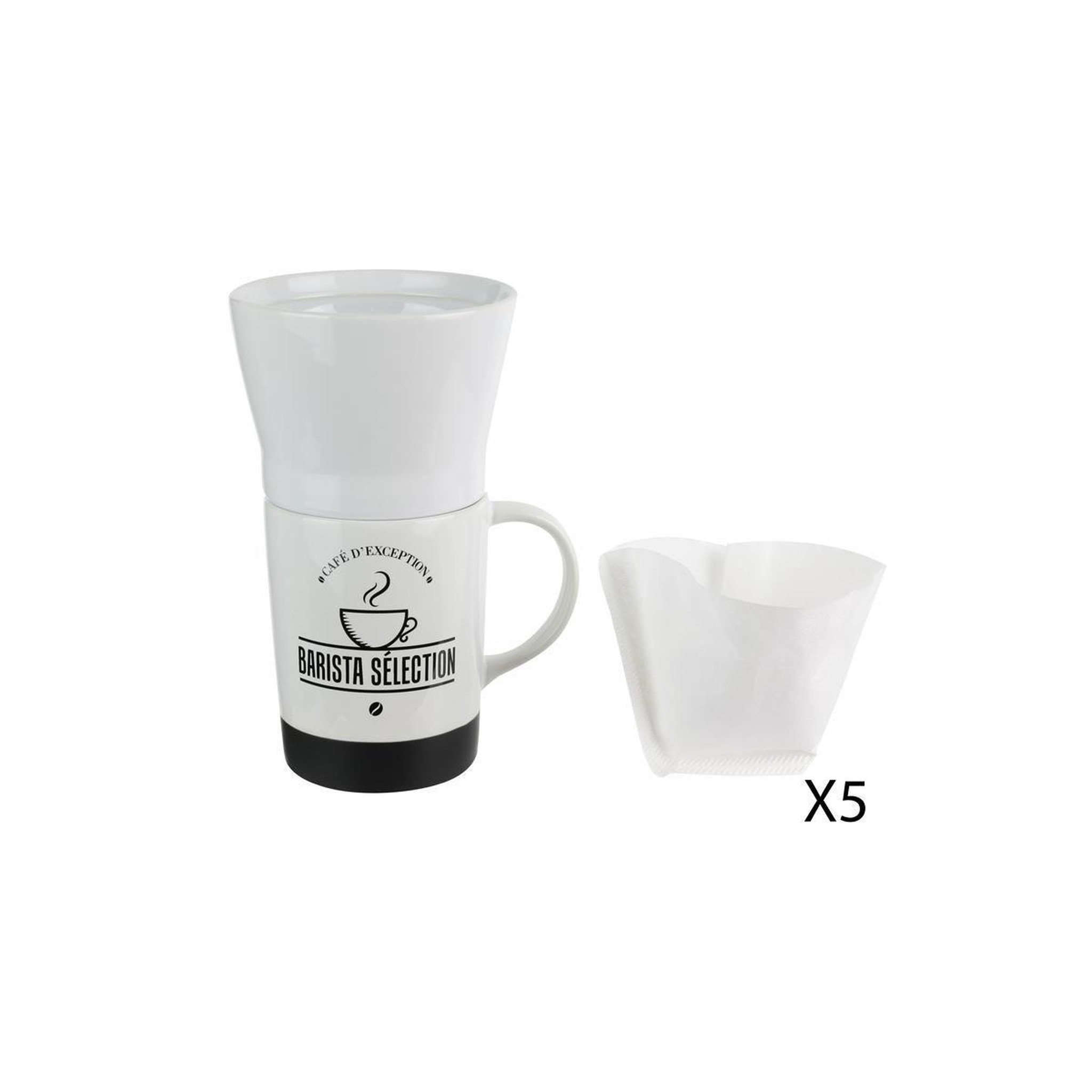 Voir la diapositive 2 : COOK CONCEPT Mug avec porte filtre & filtres  barista  18cm blanc