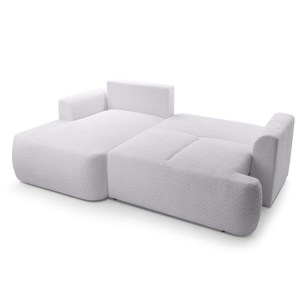 BEST MOBILIER Candela - canapé d'angle gauche 4 places - convertible avec coffre - en tissu bouclette