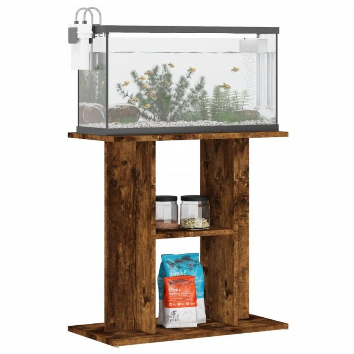VIDAXL Support pour aquarium chêne fumé 60x30x60 cm bois d ingénierie