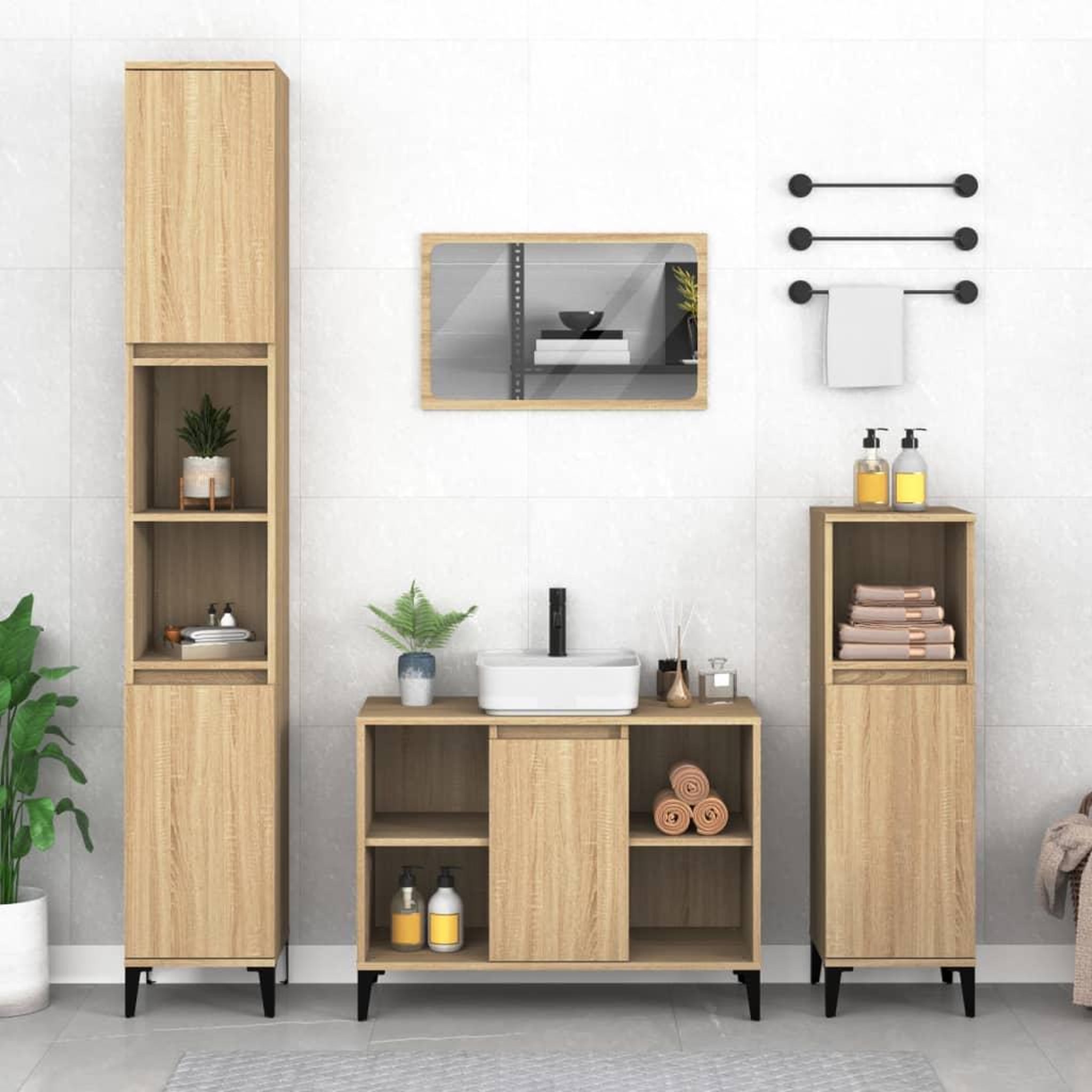 Voir la diapositive 1 : VIDAXL Meuble d'evier chene sonoma 80x33x60 cm bois d'ingenierie