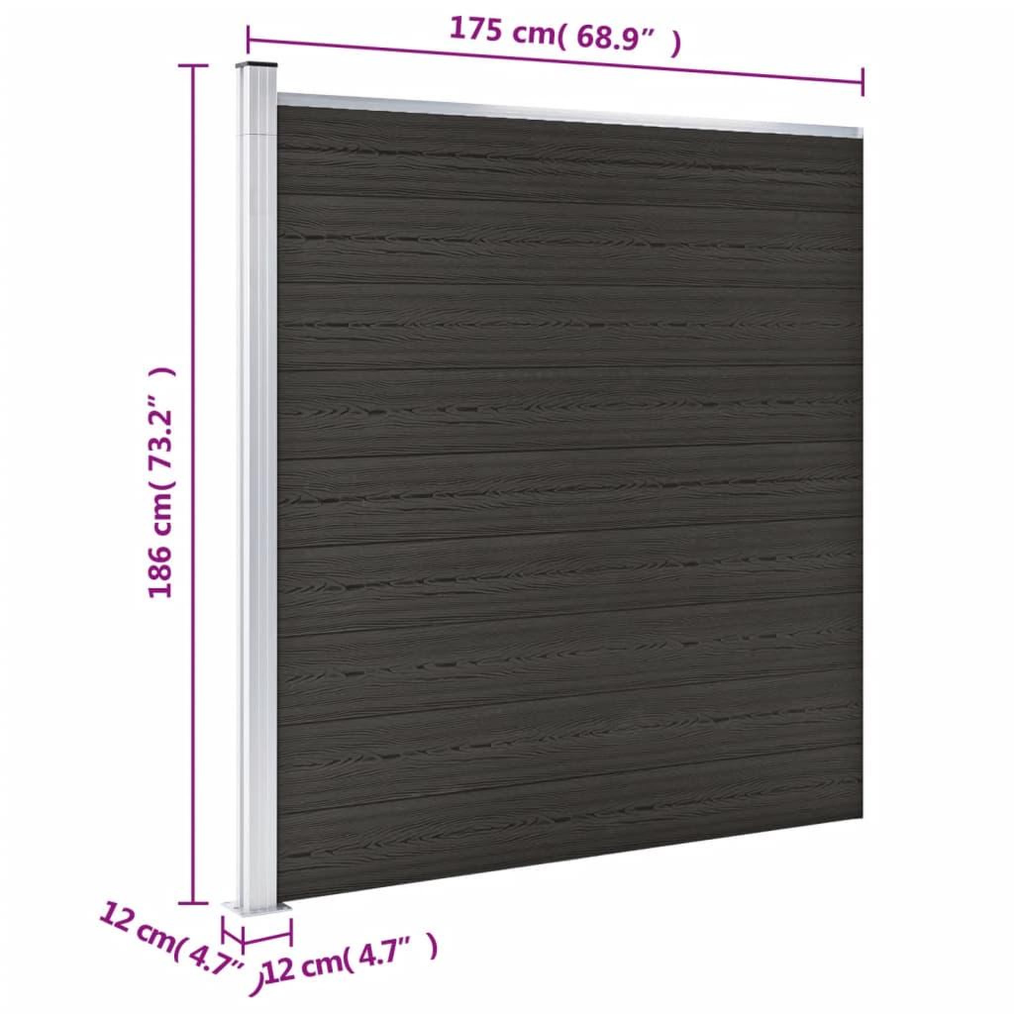 Voir la diapositive 6 : VIDAXL Panneau de cloture WPC 175x186 cm Noir