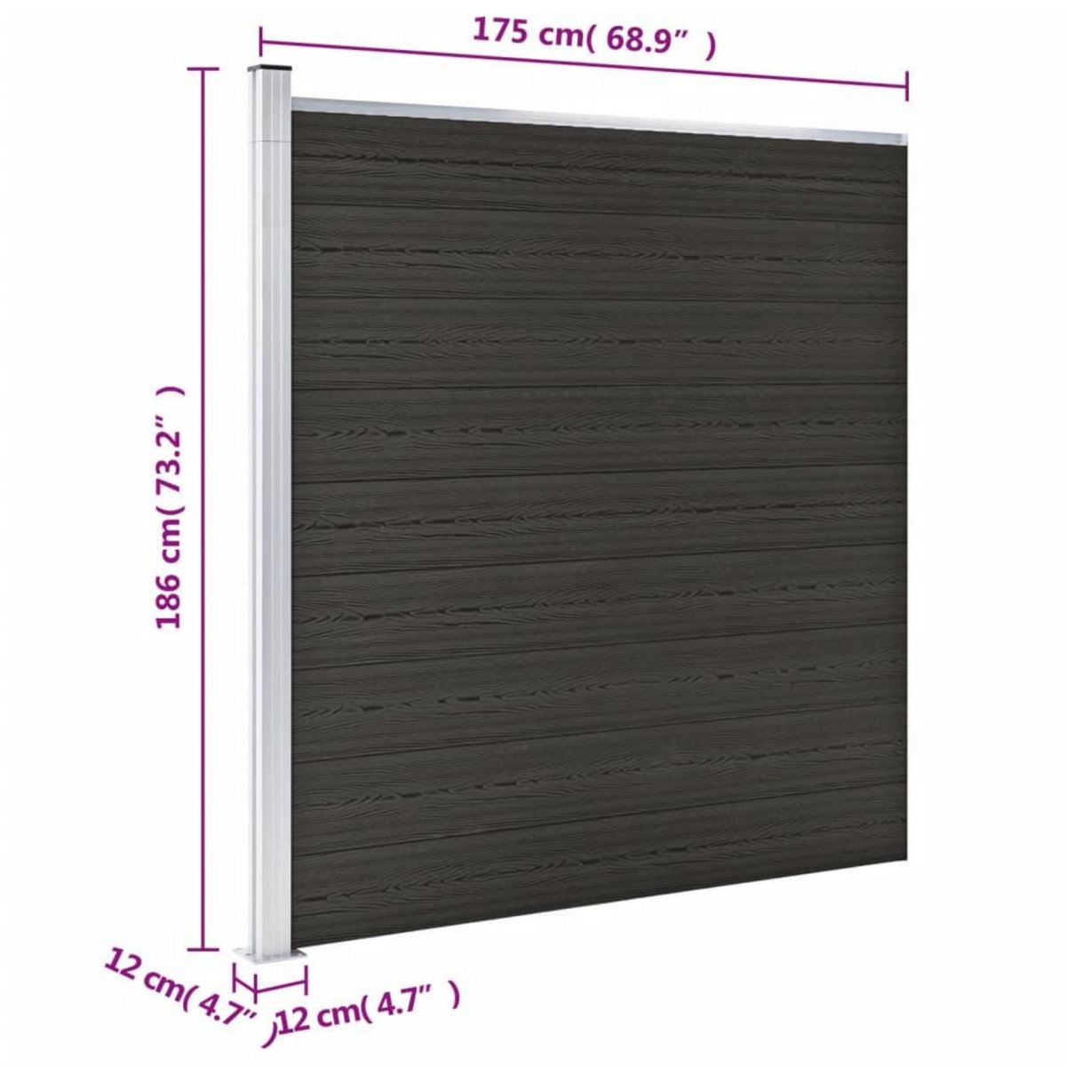 VIDAXL Panneau de cloture WPC 175x186 cm Noir
