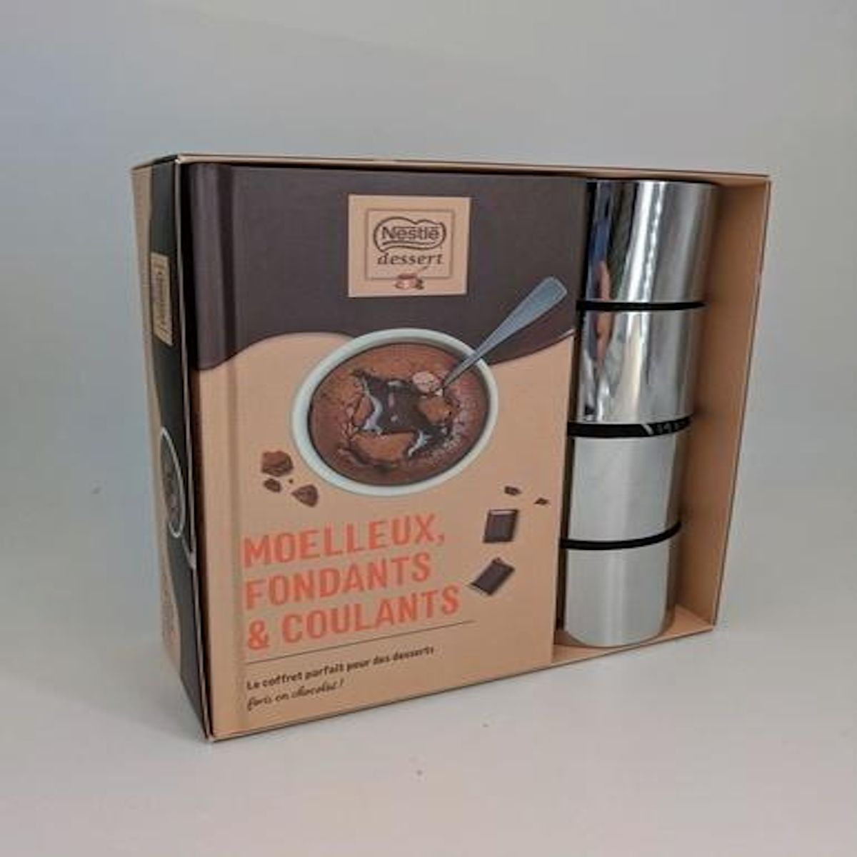 MOELLEUX, FONDANTS & COULANTS - LE COFFRET PARFAIT POUR LES DESSERTS. AVEC 1 LIVRE DE RECETTES ET 4 CERCLES A PATISSERIE EN METAL, S'Cuiz'in
