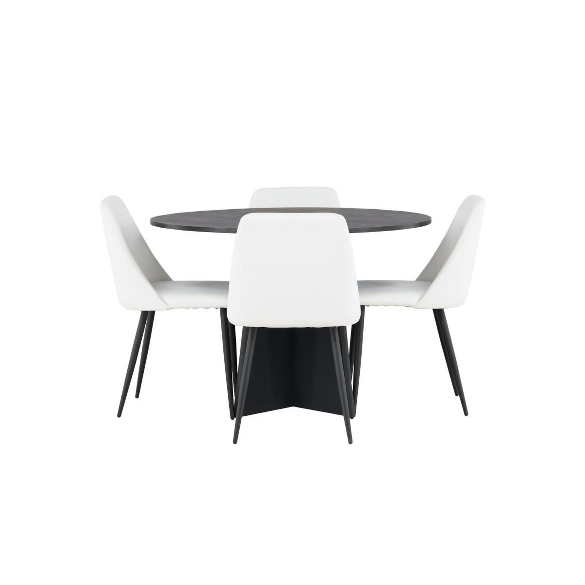 Voir la diapositive 2 : Paris Prix Ensemble table à manger & 4 chaises  bootcut & night  110cm blanc & noir