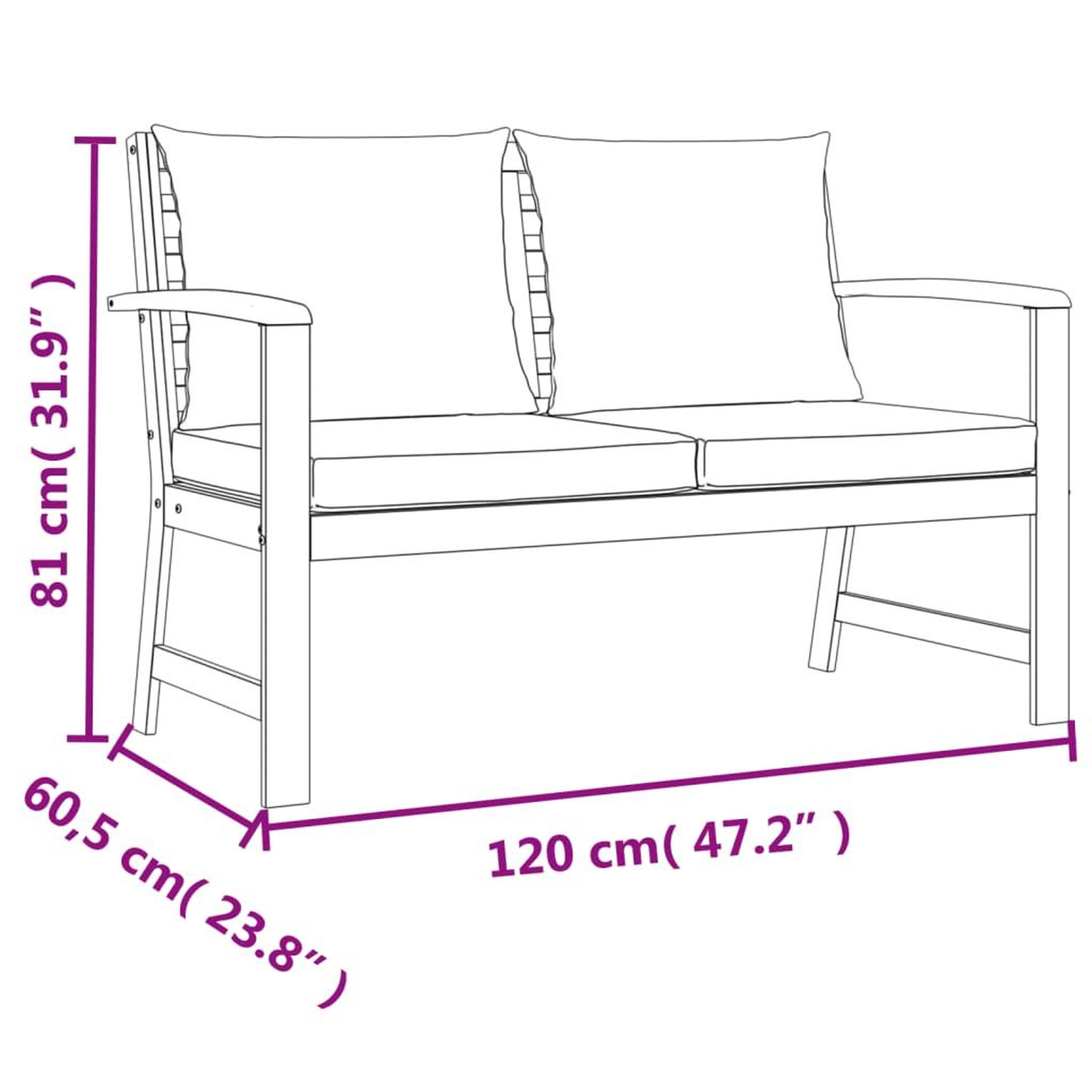 Voir la diapositive 6 : VIDAXL Ensemble a manger de jardin 4 pcs coussins Bois acacia