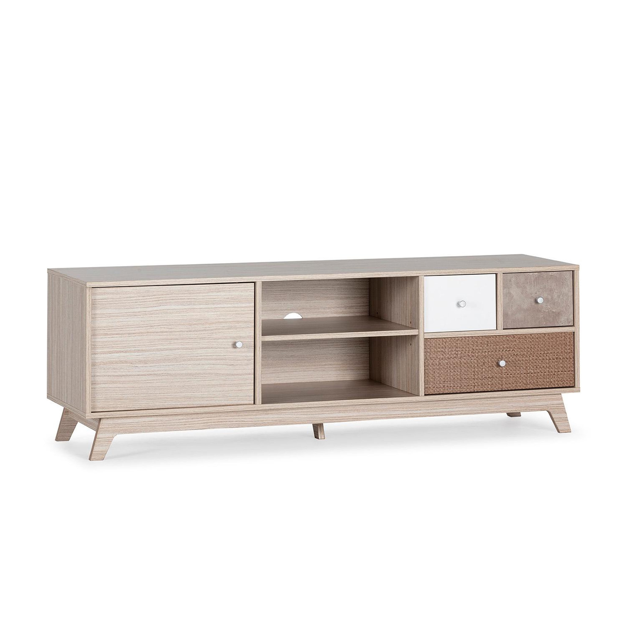 VS VENTA-STOCK Meuble TV Maia 1 porte et 3 tiroirs multicolores