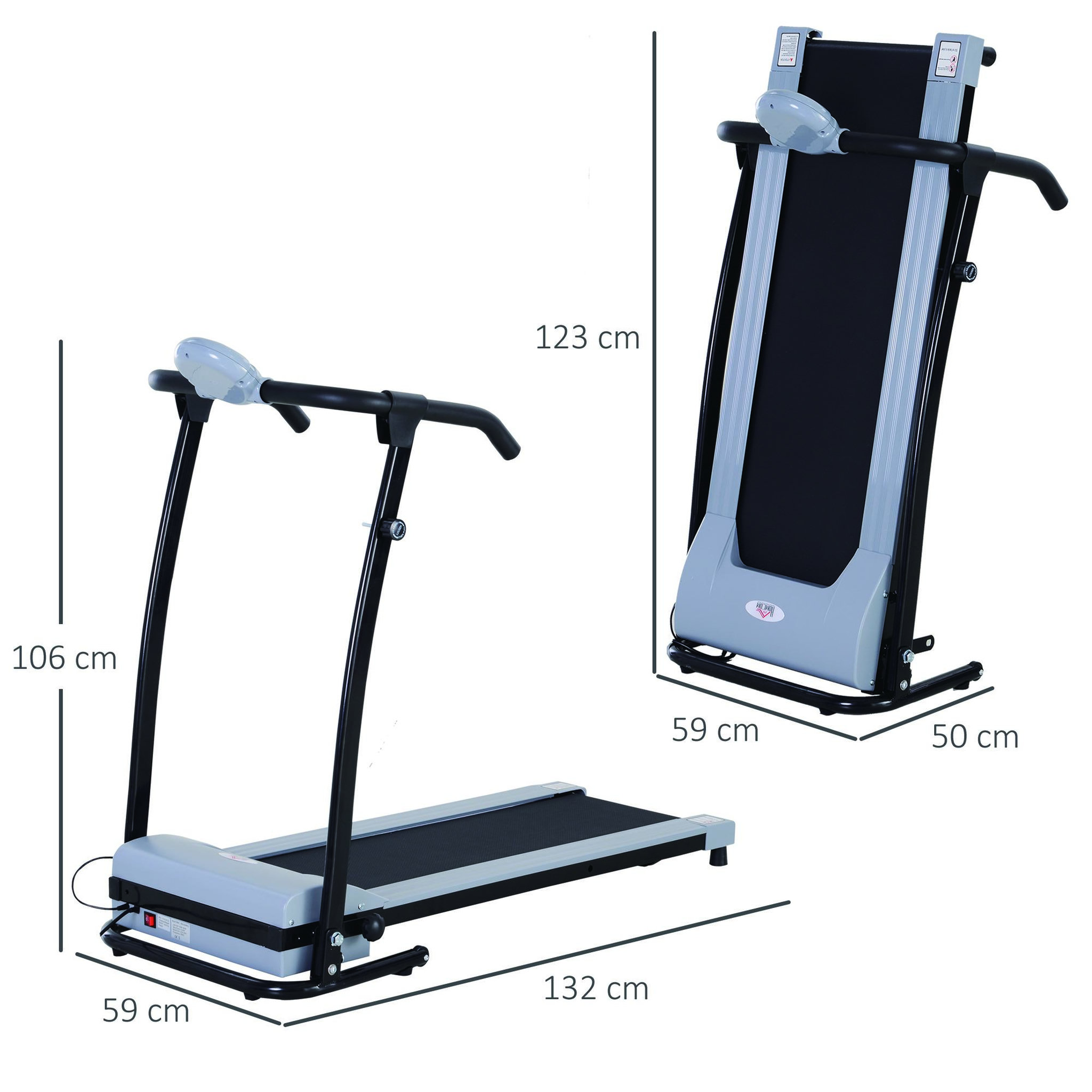 Voir la diapositive 3 : HOMCOM Tapis de marche électrique tapis de Fitness 450 W gris noir