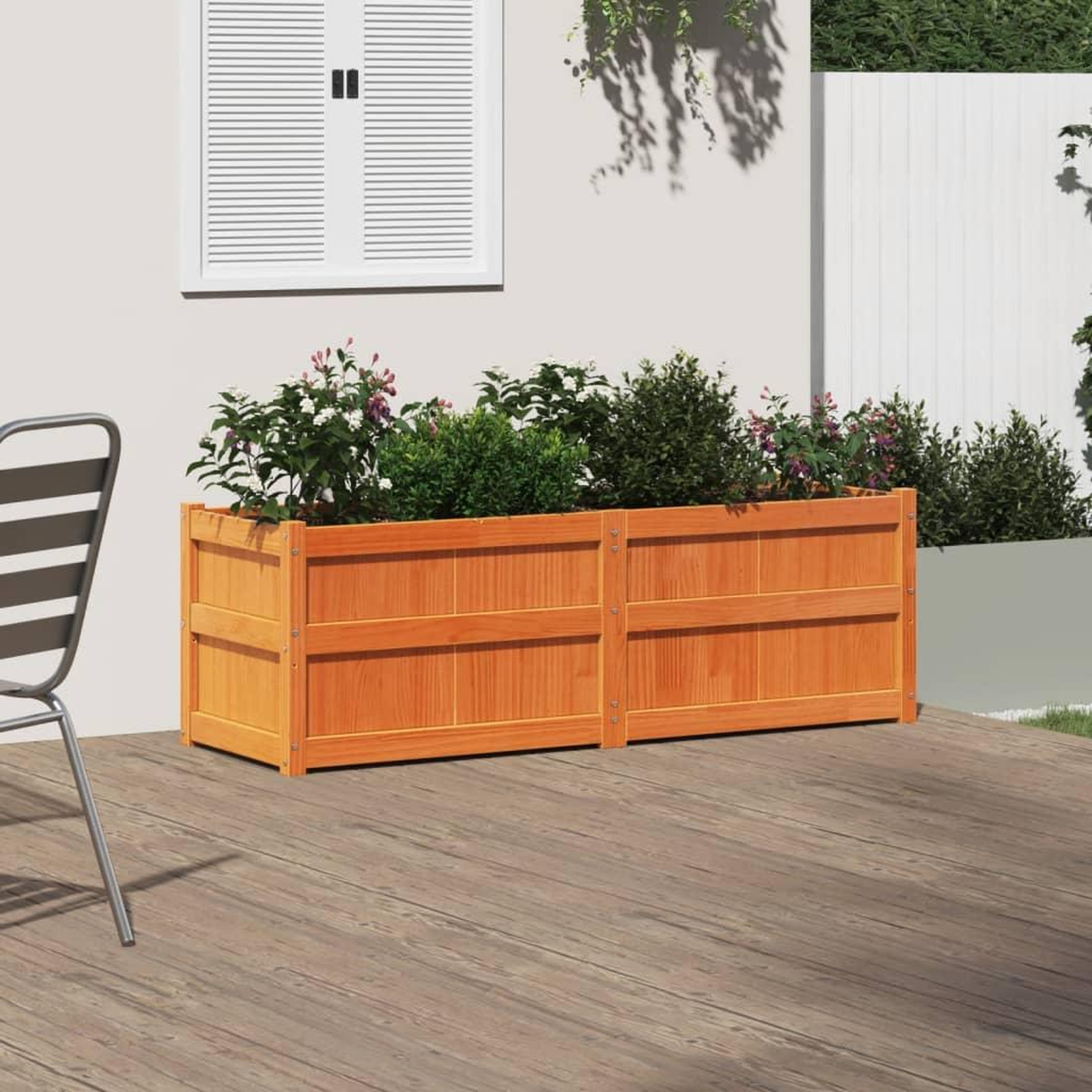 Voir la diapositive 3 : VIDAXL Jardiniere cire marron 150x50x50 cm bois de pin massif