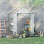 Voir la diapositive 2 : OUTSUNNY Serre de jardin 6 étagères - dim. 142L x 73l x 195H cm - porte - acier thermolaqué PVC haute densité anti-UV - transparent vert