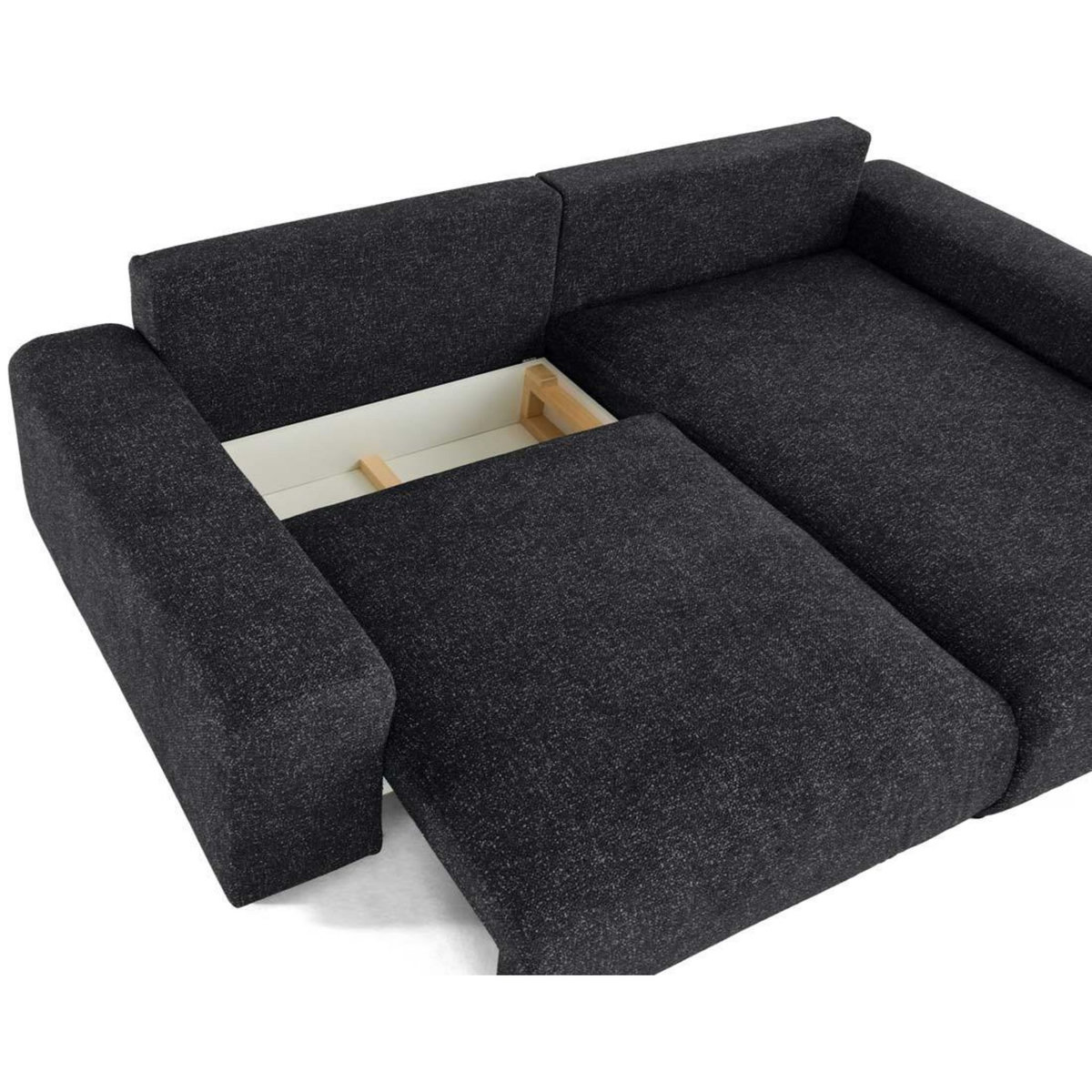 LISA DESIGN Jake - canapé panoramique d'angle droit 7 places convertible avec coffre en fausse fourrure