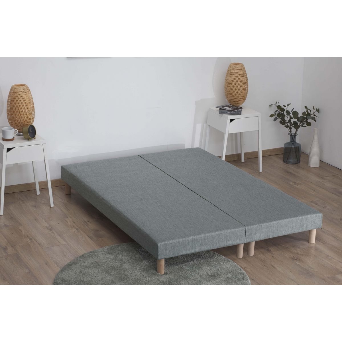 Sommier Tapissier à Lattes Vert 2X90x200 cm HYGGE