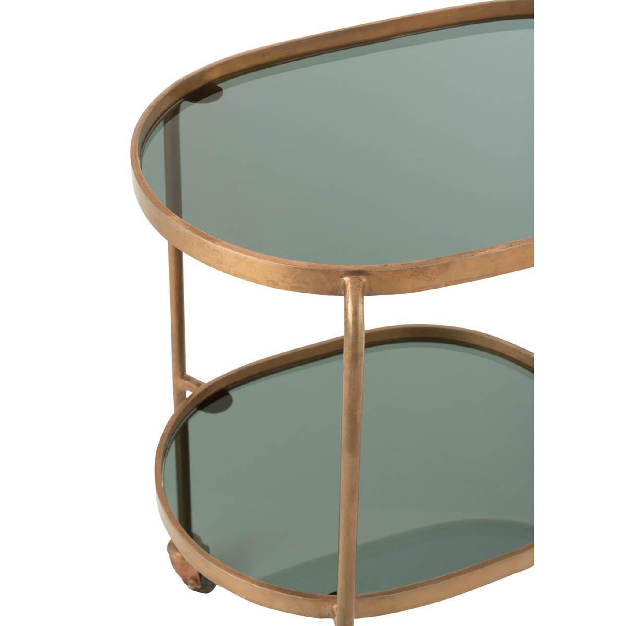 Voir la diapositive 3 : J-LINE Desserte de cuisine en métal  2 niveaux  84cm bronze