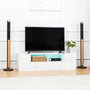 Voir la diapositive 2 : HOMCOM Meuble TV banc TV LED 2 étagères placards blanc laqué