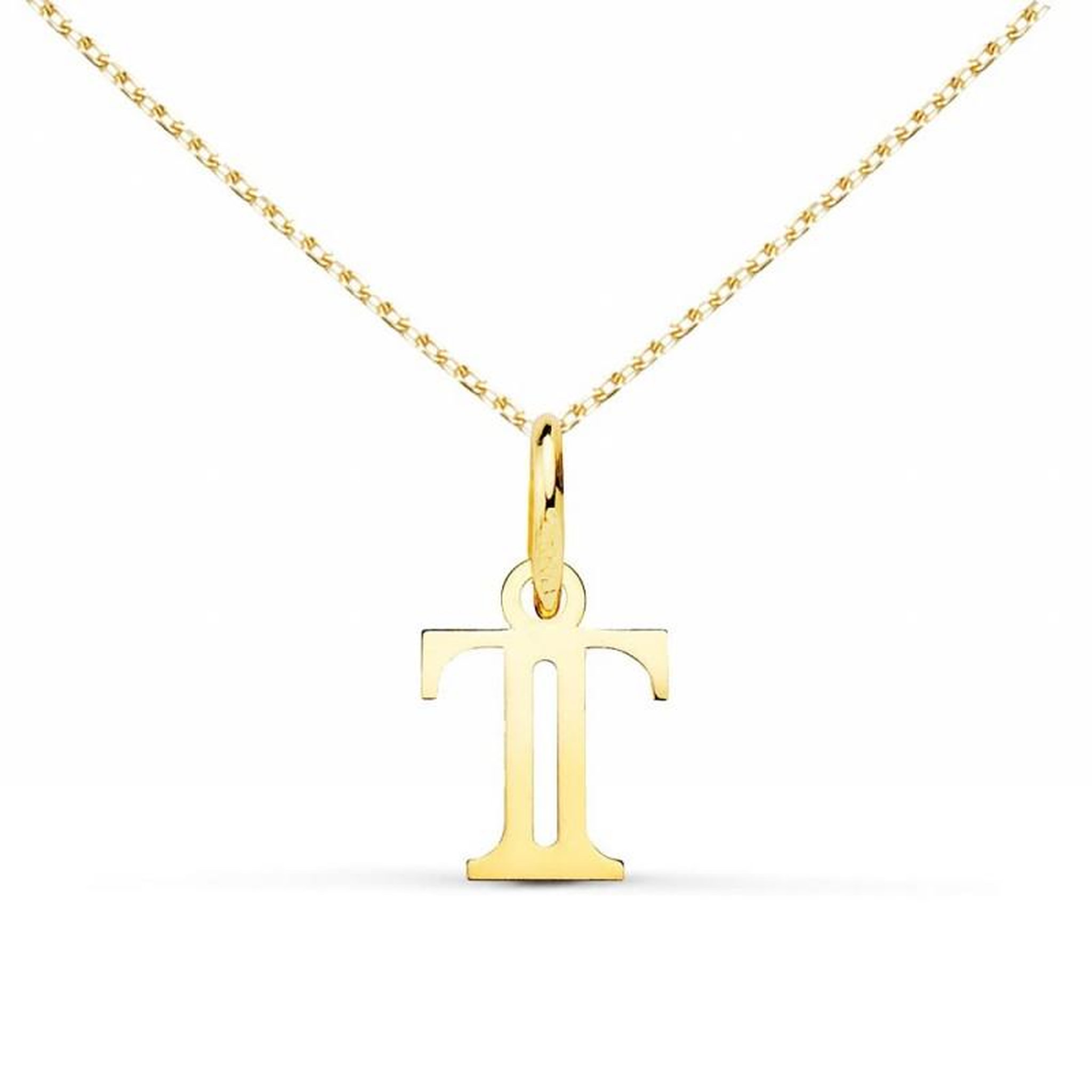 L'ATELIER D'AZUR Collier - Pendentif Lettre  T  Or 750/1000 - Chaine Dorée