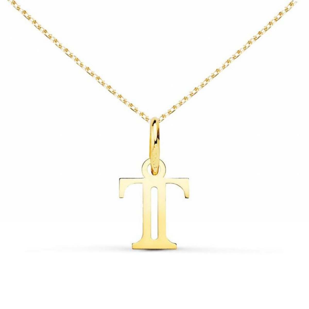 L'ATELIER D'AZUR Collier - Pendentif Lettre  T  Or 750/1000 - Chaine Dorée