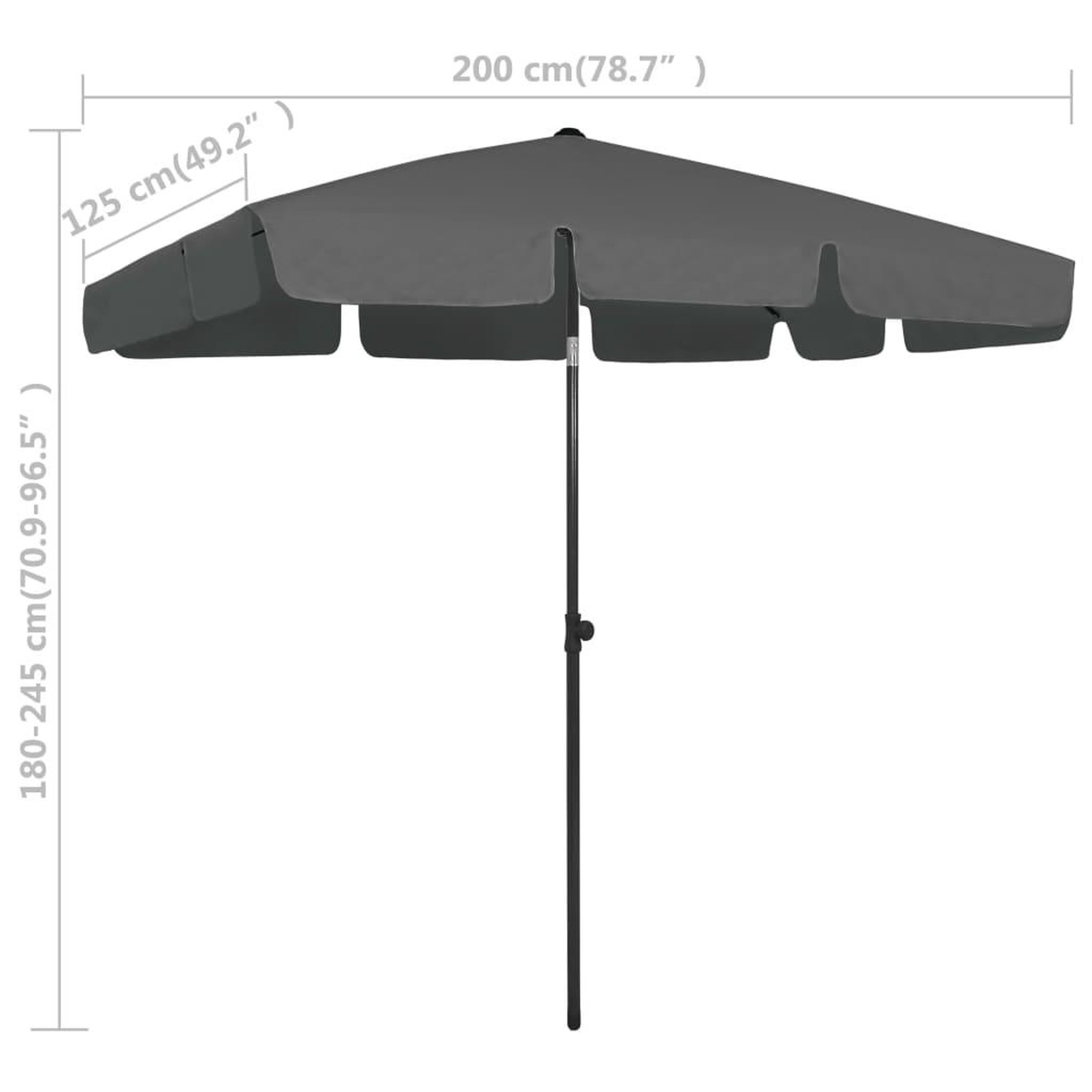 Voir la diapositive 6 : VIDAXL Parasol de plage anthracite 200x125 cm