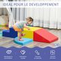 Voir la diapositive 5 : HOMCOM 4 blocs de construction en mousse XL - modules de motricité - jouets éducatifs - certifiés normes EN71-1-2-3 - mousse EPE revêtement PU bleu rouge jaune