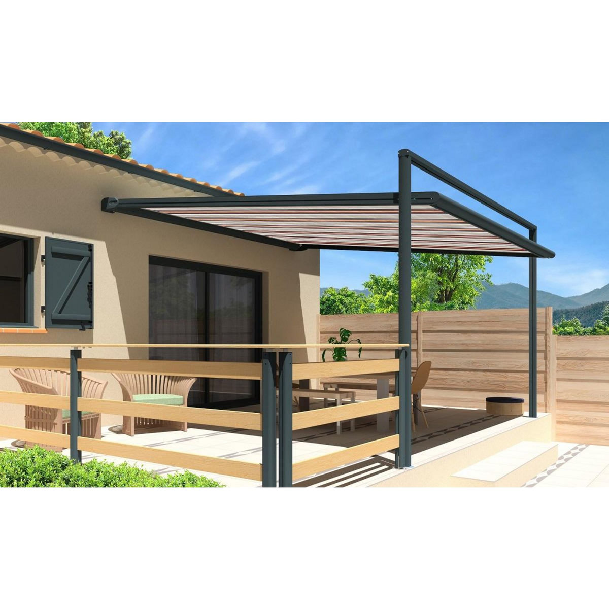 SUNSTYL Pergola gris anthracite motorisée 3x3x2,5m MELODIE