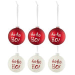 Paris Prix Lot de 6 Boules de Noël  Ho Ho Ho  8cm Rouge & Blanc