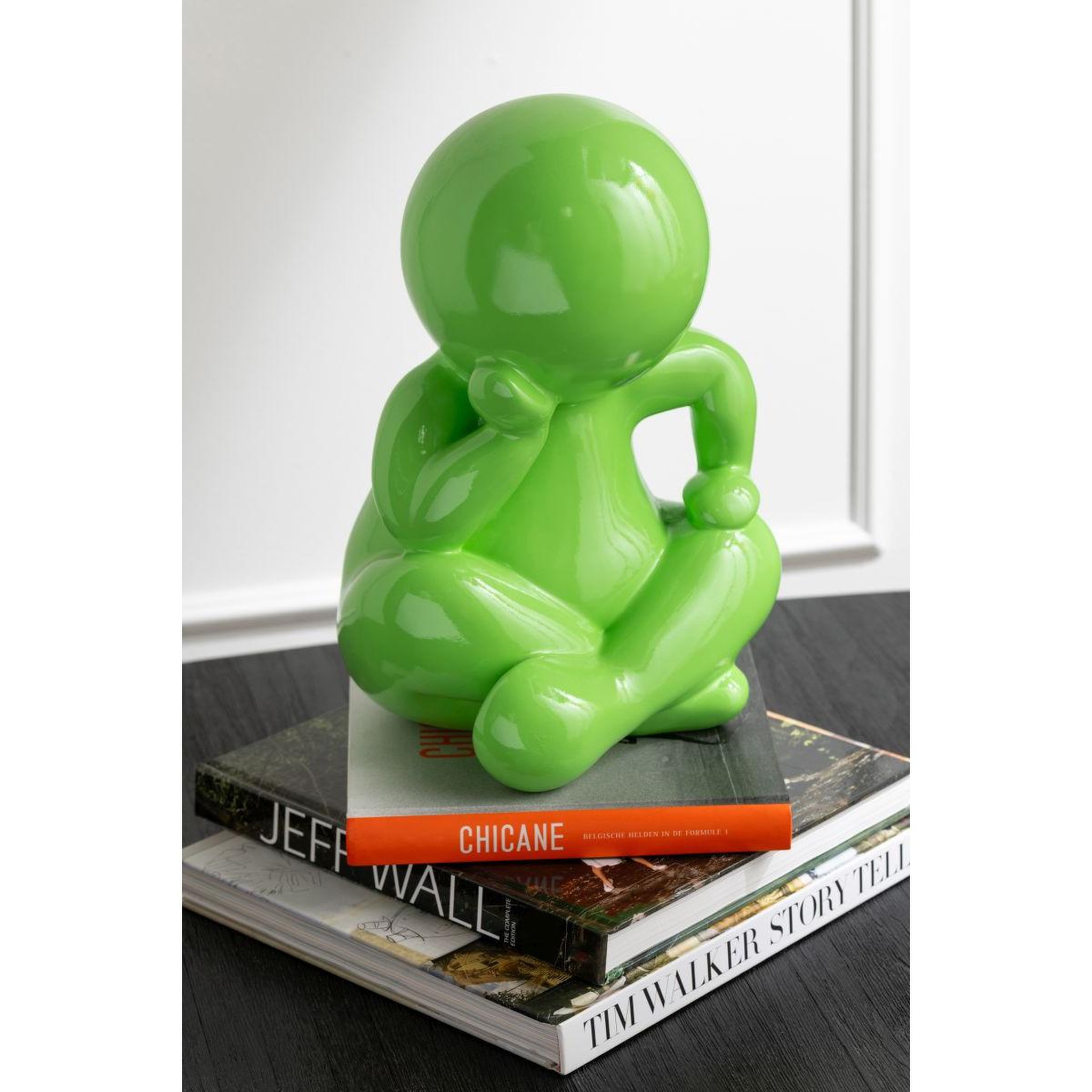 Voir la diapositive 5 : J-LINE Statuette déco unie  marcel  35cm vert