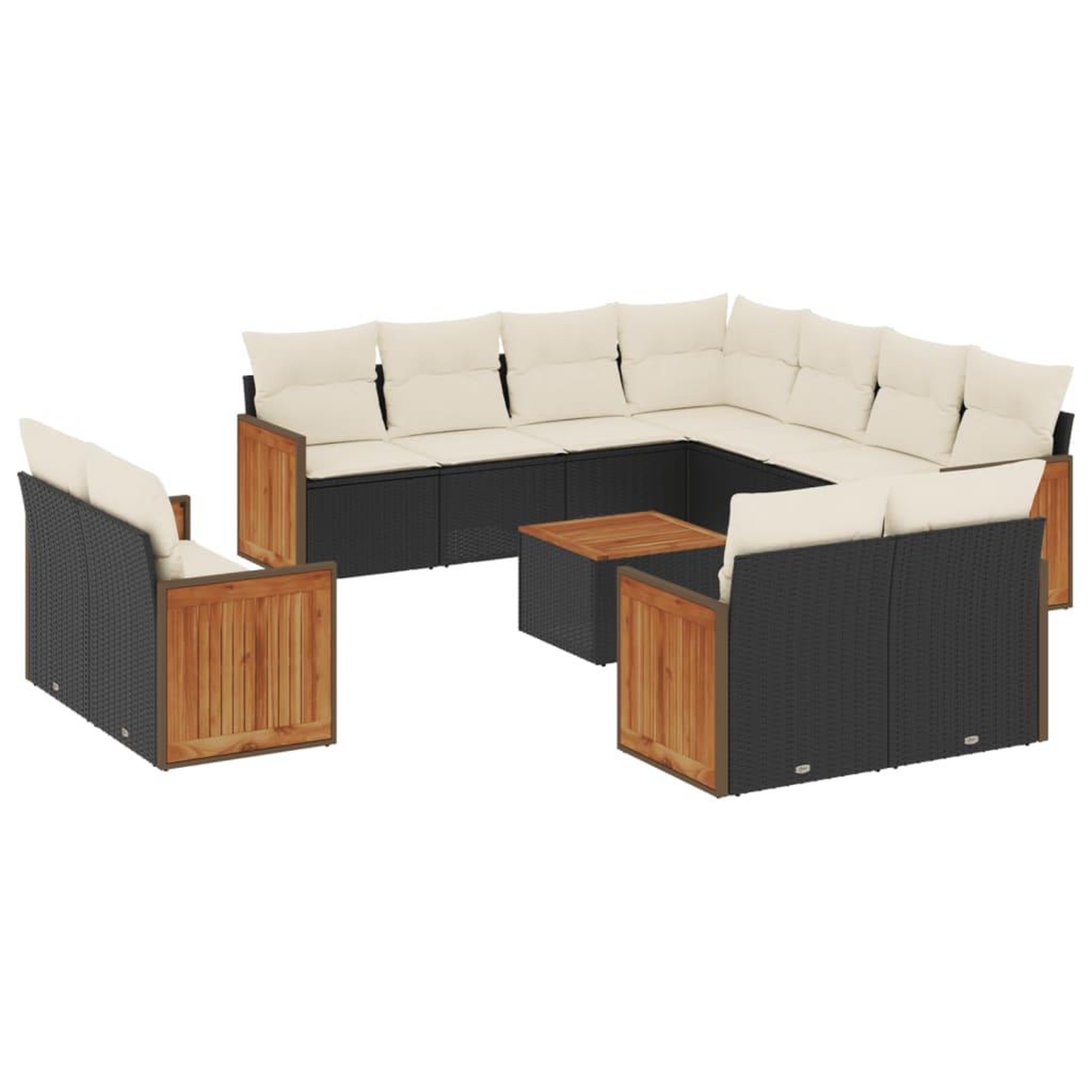 Voir la diapositive 2 : VIDAXL Salon de jardin 12 pcs avec coussins noir resine tressee