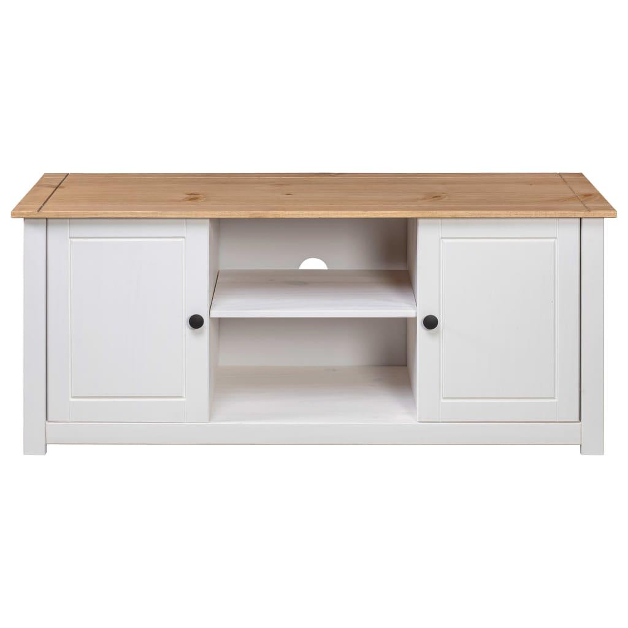 Voir la diapositive 5 : VIDAXL Meuble TV Blanc 120x40x50 cm Bois de pin massif Gamme Panama