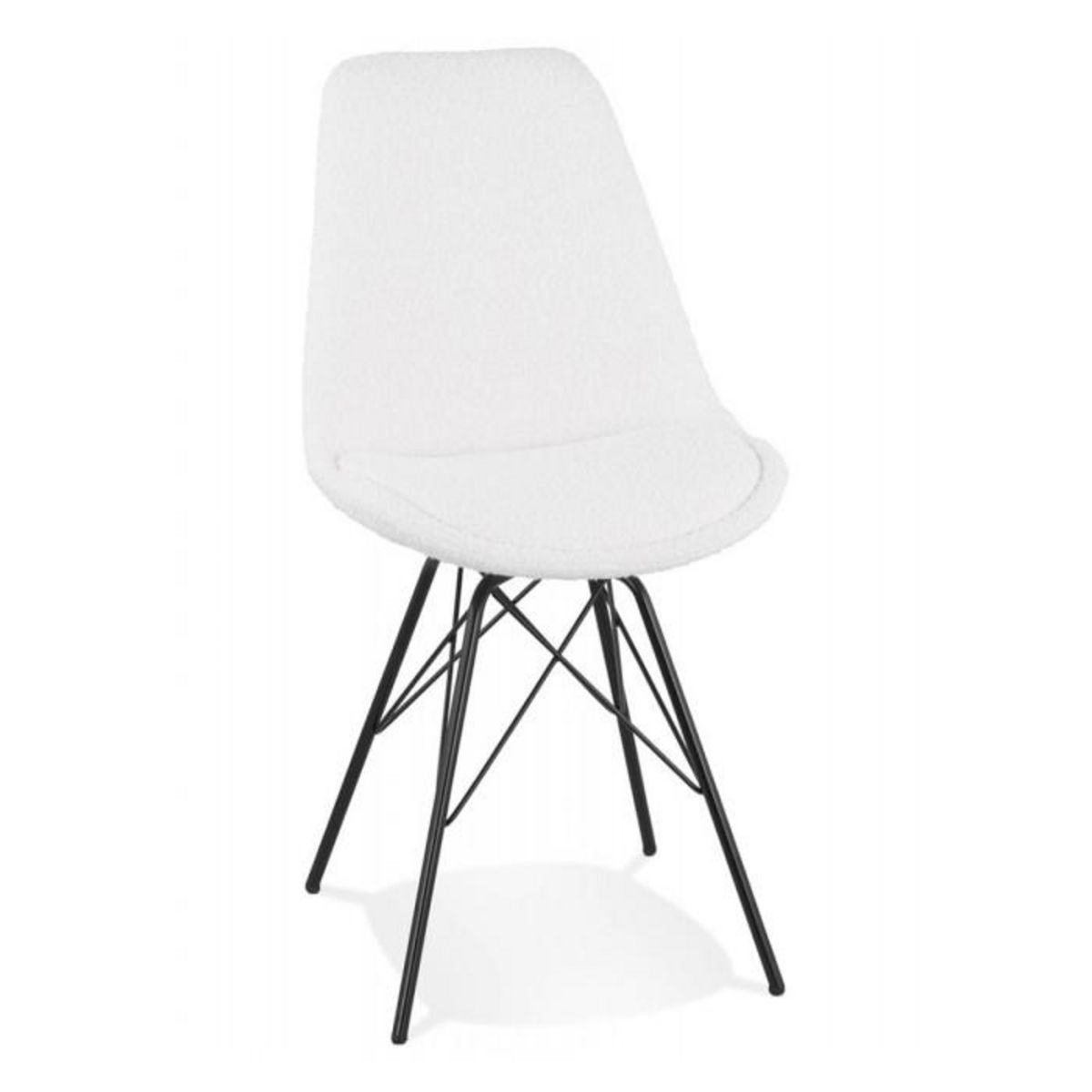 Paris Prix Chaise Design en Tissu Bouclé  Cathleen  83cm Blanc