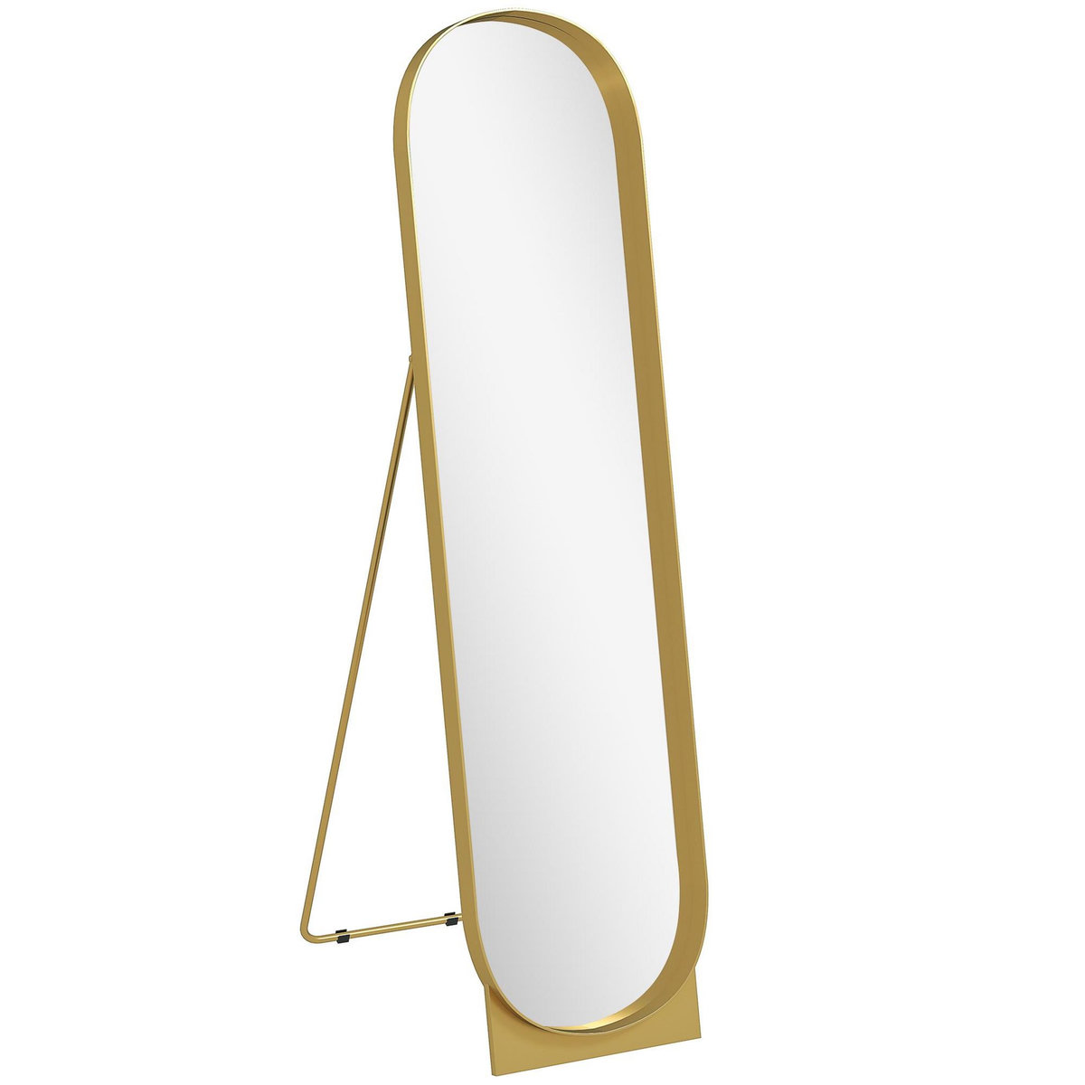 HOMCOM Miroir sur pied design métal doré dim. 40 x 160 cm autoportant ou à adosser