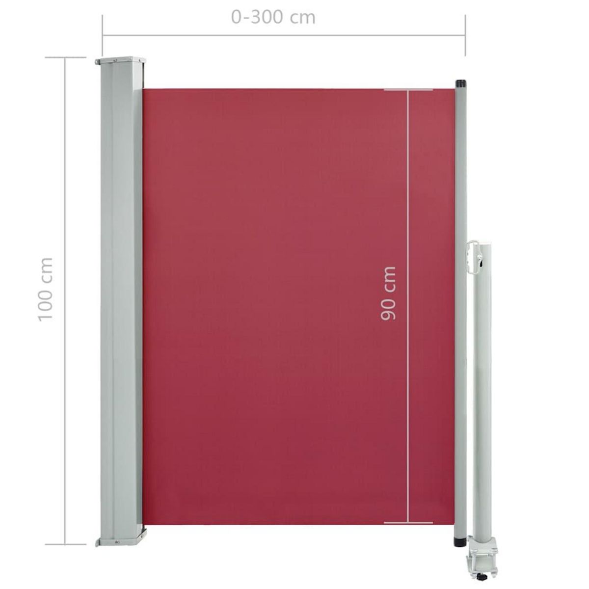 VIDAXL Auvent lateral retractable de patio 100x300 cm Rouge