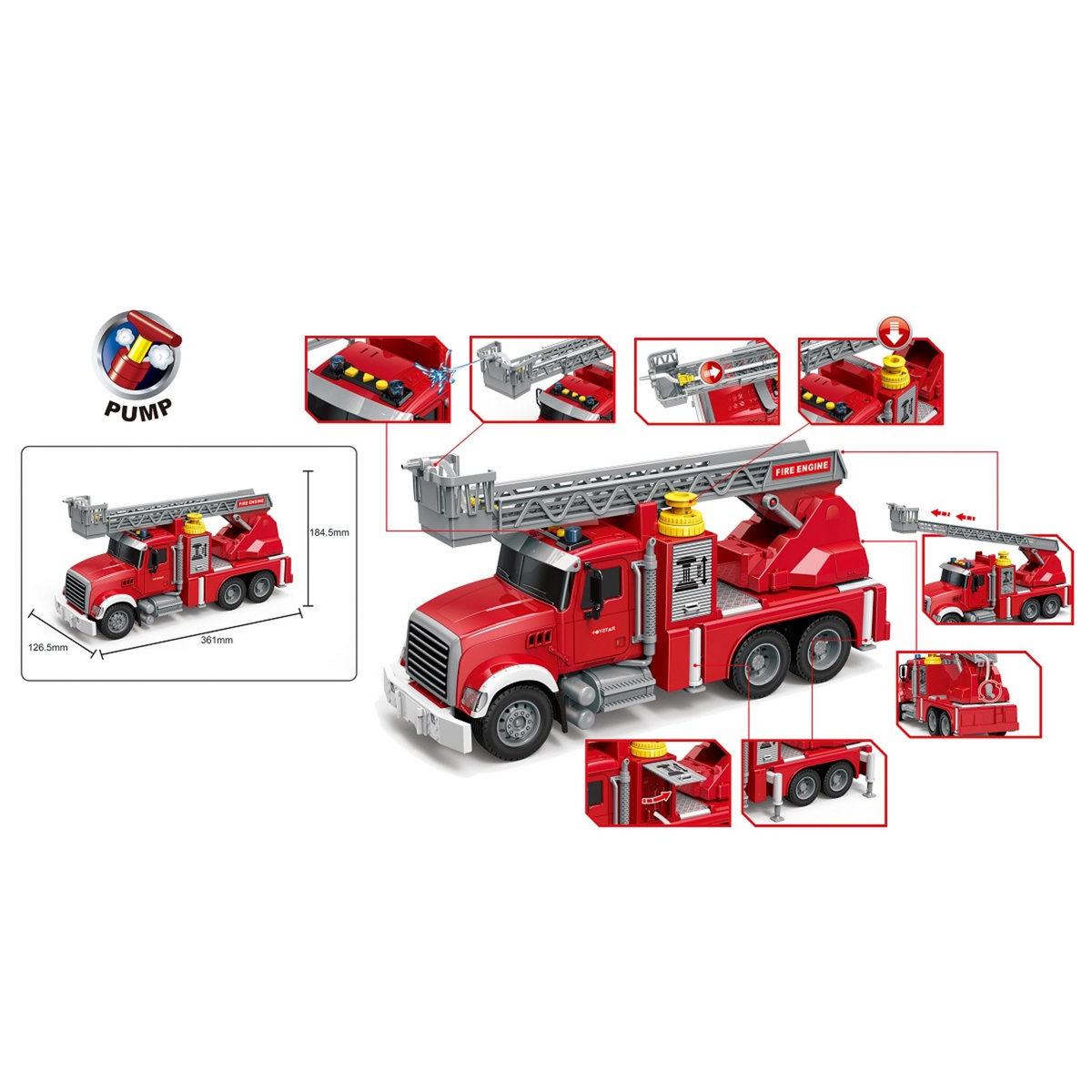 Ferry Jacques & Cie Camion pompier à friction - 35 cm - Sons et lumières