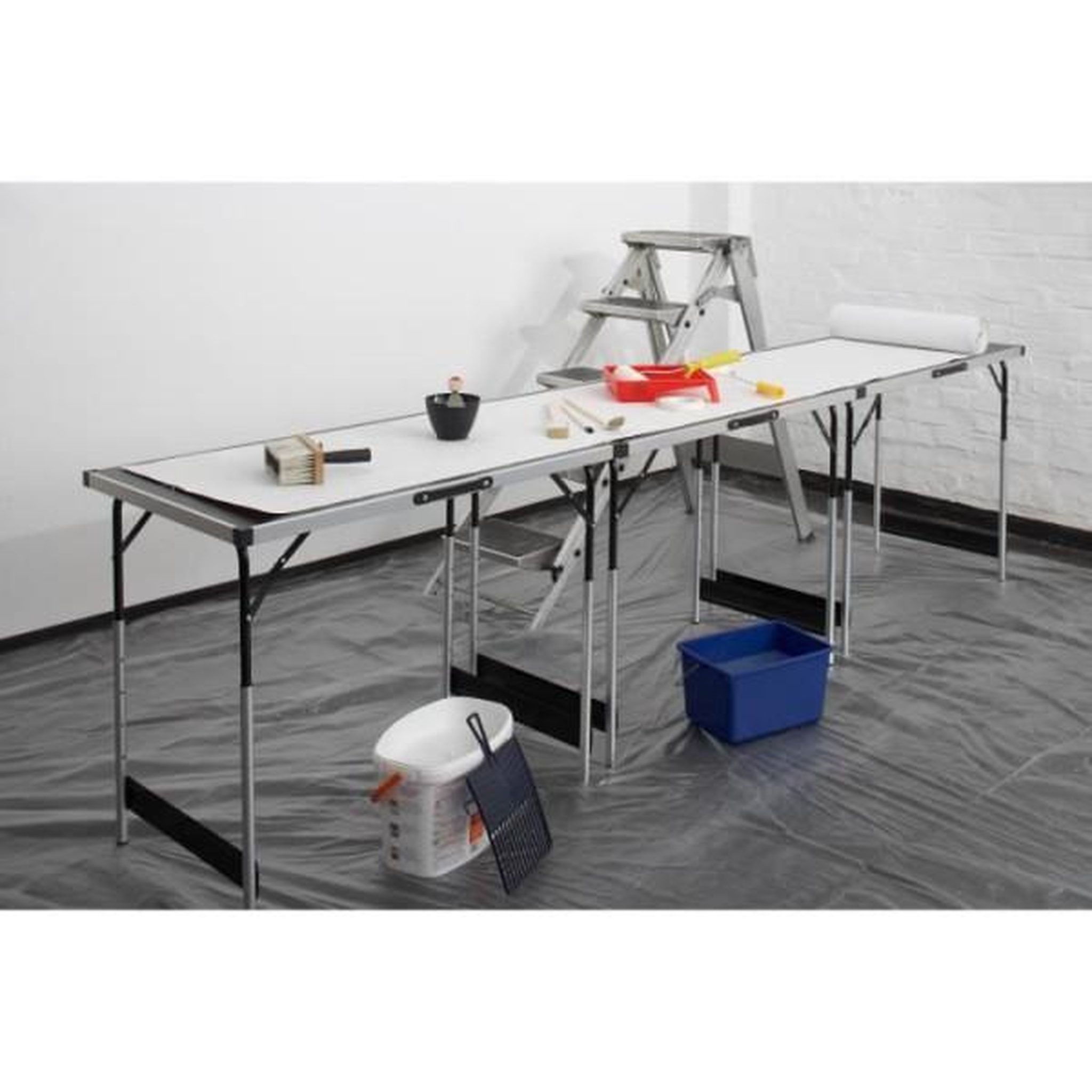 Voir la diapositive 3 : MEISTER Lot de 3 tables a tapisser - MEISTER - Tables multifonctions - En aluminium - Hauteur réglable