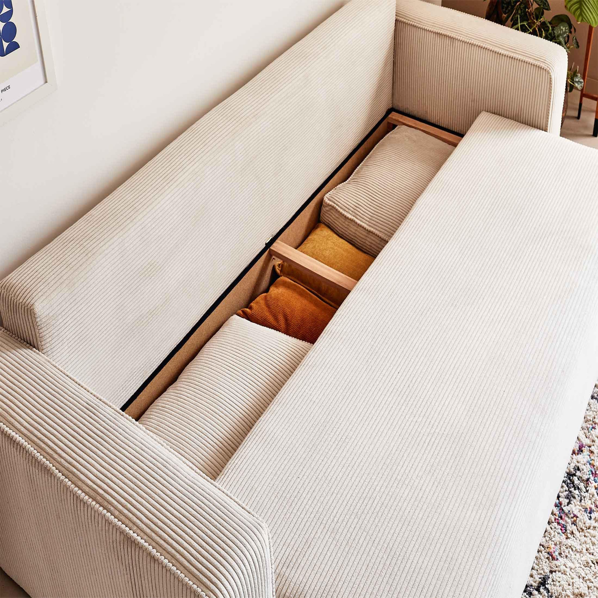 Voir la diapositive 3 : BEST MOBILIER Topaze - canapé 3 places - convertible avec coffre - en velours côtelé