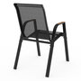 Voir la diapositive 5 : ID MARKET Lot de 4 chaises de jardin NOUMEA métal et textilène empilables noir et bois