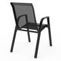 Voir la diapositive 5 : ID MARKET Lot de 4 chaises de jardin NOUMEA métal et textilène empilables noir et bois