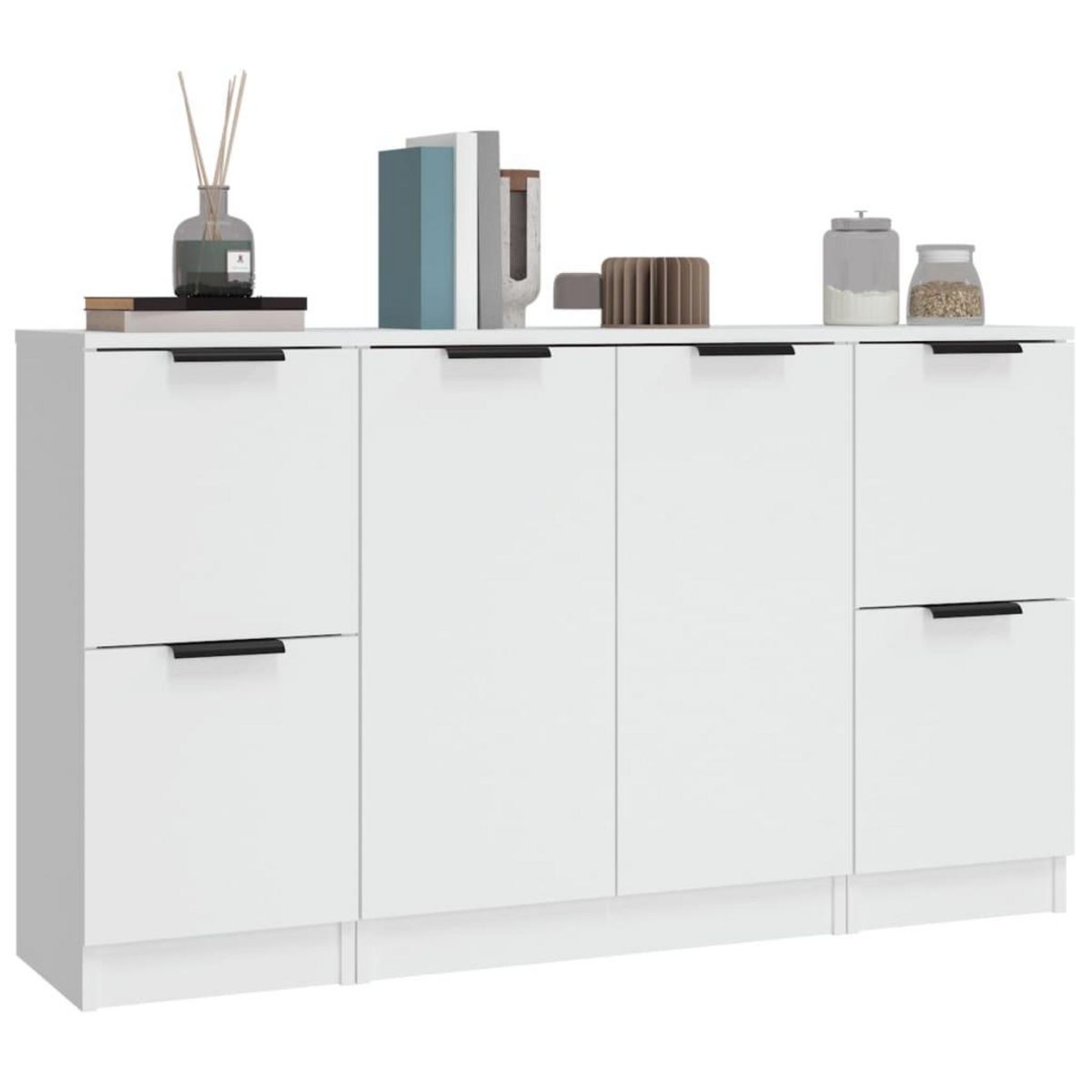 VIDAXL Buffets 3 pcs Blanc Bois d'ingenierie