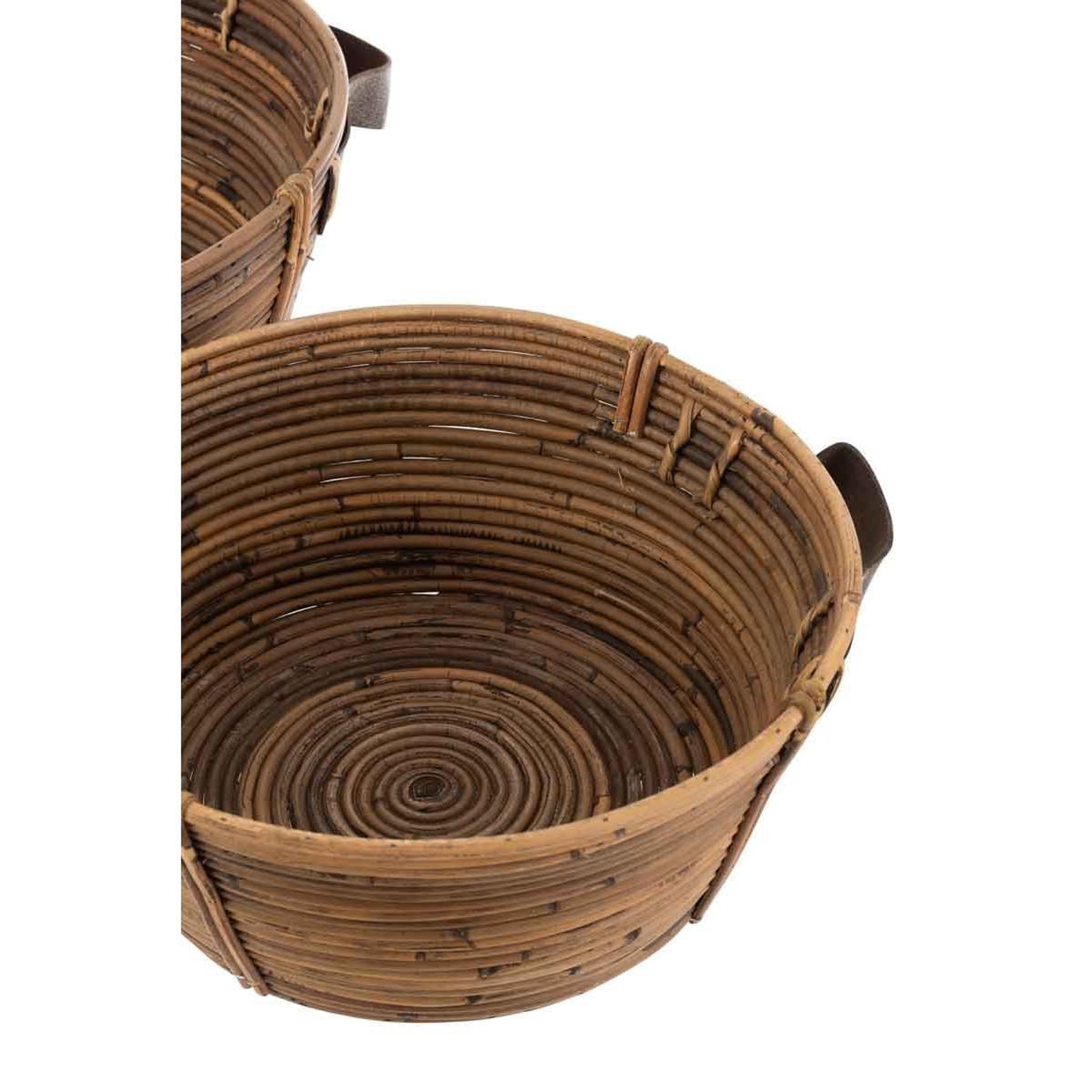 Voir la diapositive 3 : J-LINE Lot de 3 coupelles déco  anse  44cm marron