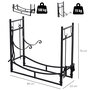 Voir la diapositive 3 : OUTSUNNY Serviteur de cheminée - porte bûches - range bûches multi accessoires étagère bûche et petit bois métal noir