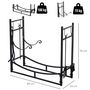 Voir la diapositive 3 : OUTSUNNY Serviteur de cheminée - porte bûches - range bûches multi accessoires étagère bûche et petit bois métal noir