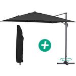Habitat et Jardin Parasol jardin déporté Alu  Sun 3  - Carré - 3 x 3 m - Noir + housse de protection
