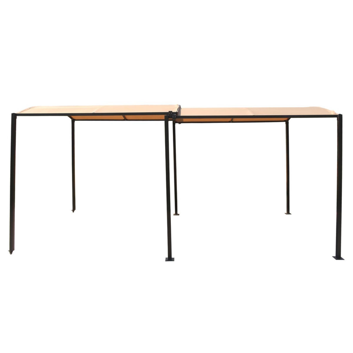 CONCEPT USINE Pergola coulissante extensible et carport 9m² jusqu'à 16m² gris et beige ICARIA