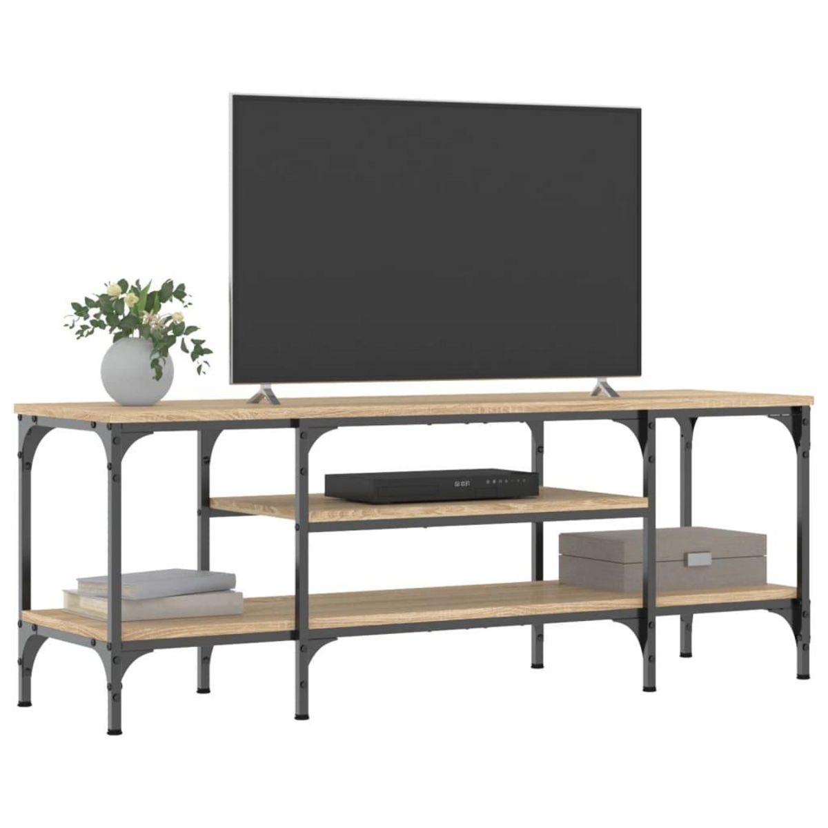 VIDAXL Meuble TV chene sonoma 121x35x45 cm bois d'ingenierie et fer